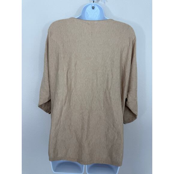 Max Studio Wheat Knit Sweater S NWT $98 Rayon Blend Ruched Sleeve - Picture 5 of 7